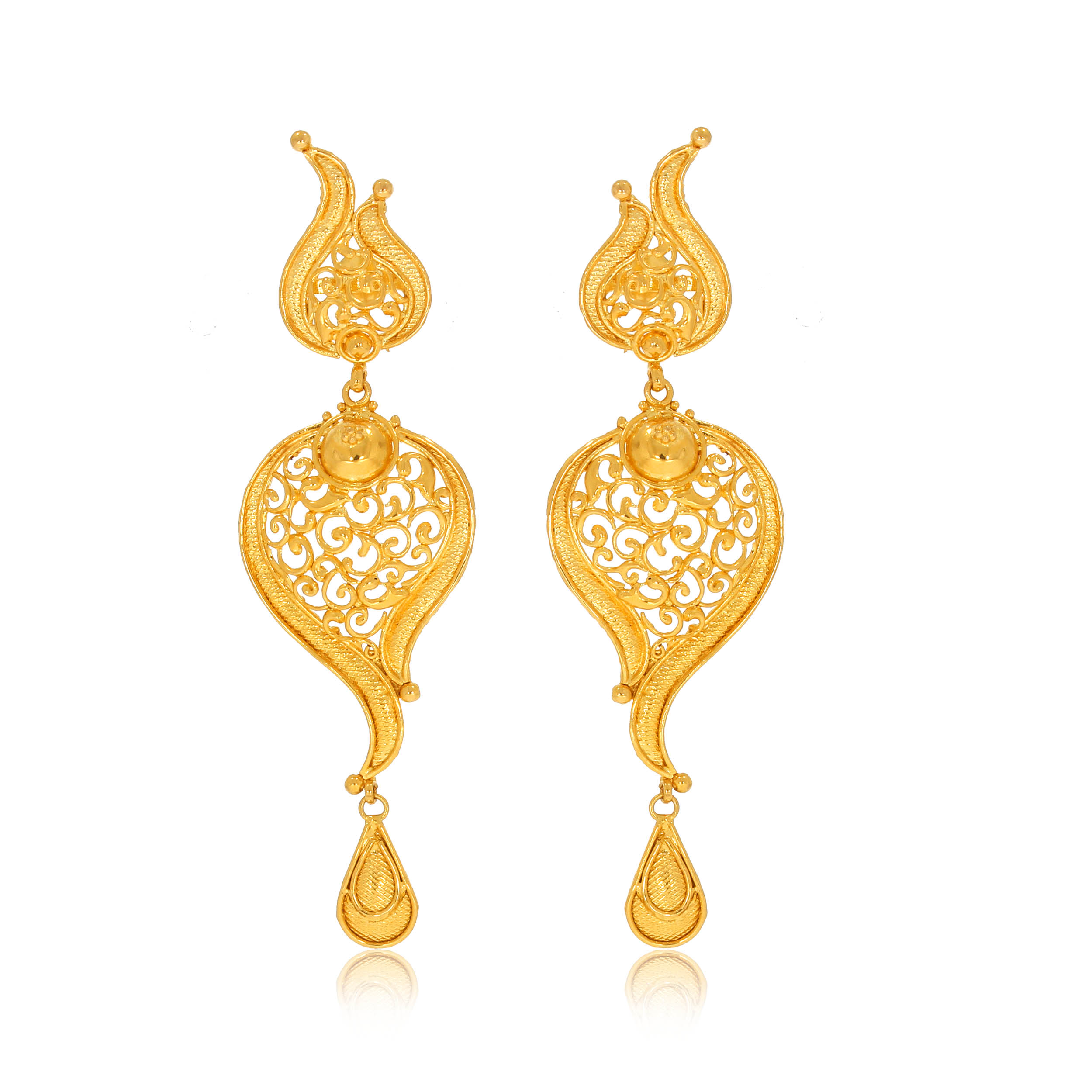 RUHI AABI JEWELS 22CT  BIS HALLMARK GOLD EARRINGS FOR  WOMEN