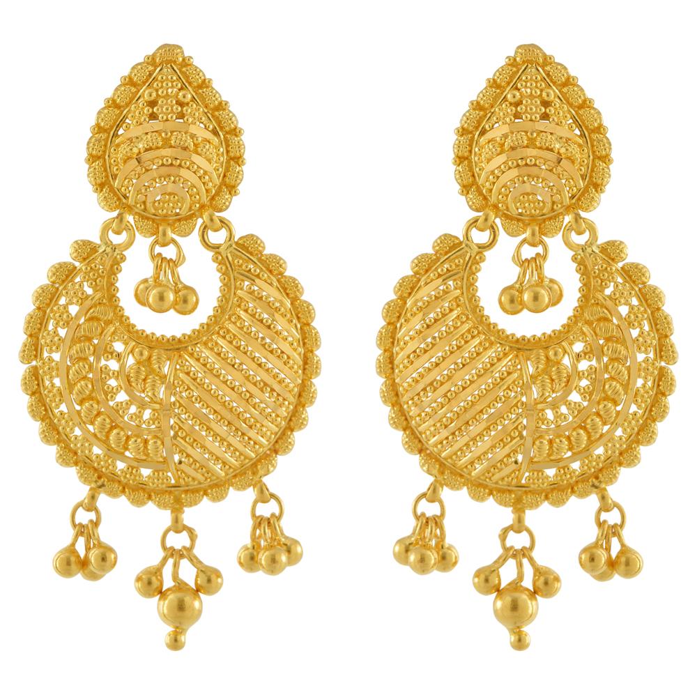 RIMI AABI JEWELS 22CT  BIS HALLMARK GOLD  BIG SIZE EARRINGS FOR 