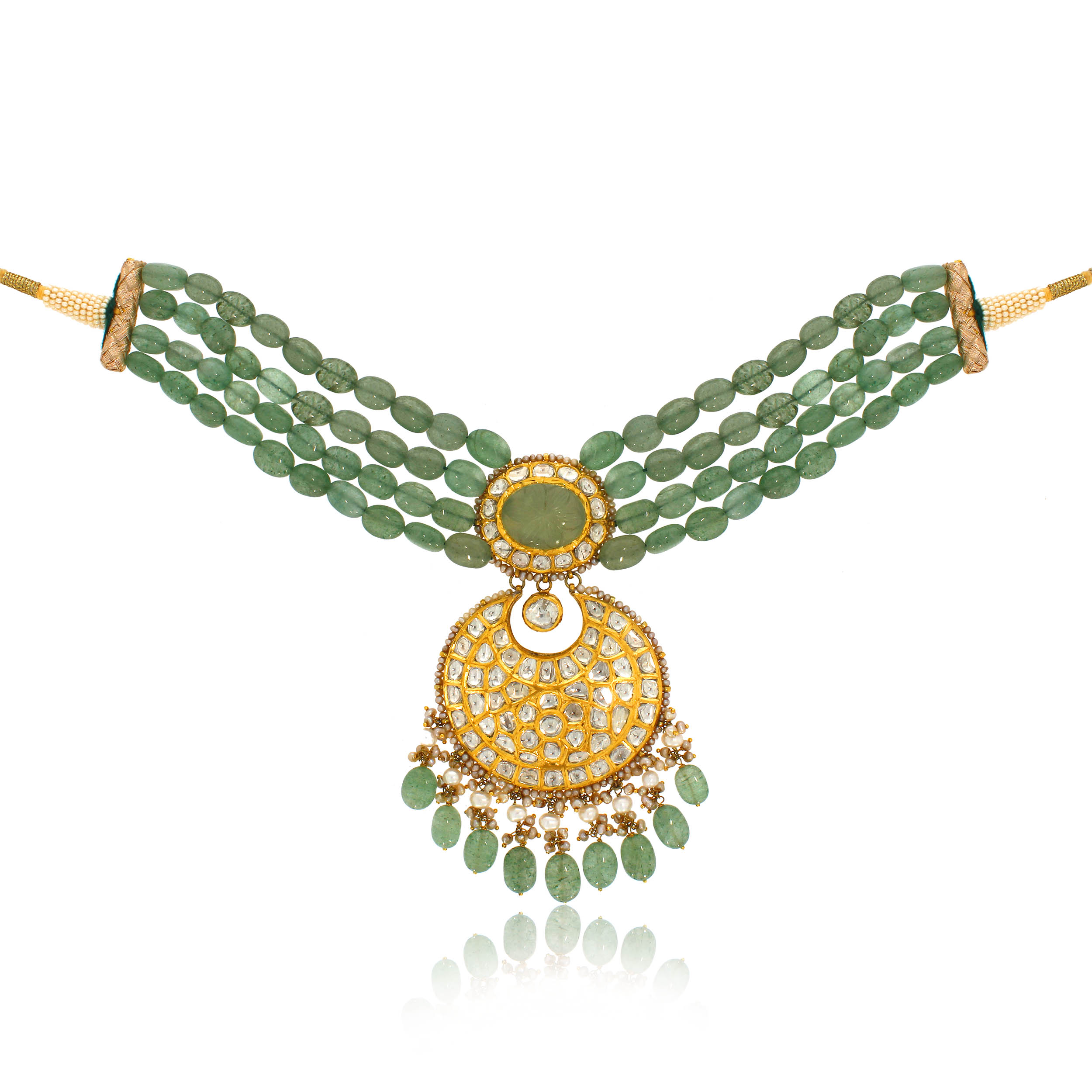 JAL AABI JEWELS 22CT BIS HALLMARK GOLD GEMSTONE  NECKLACE FOR WO