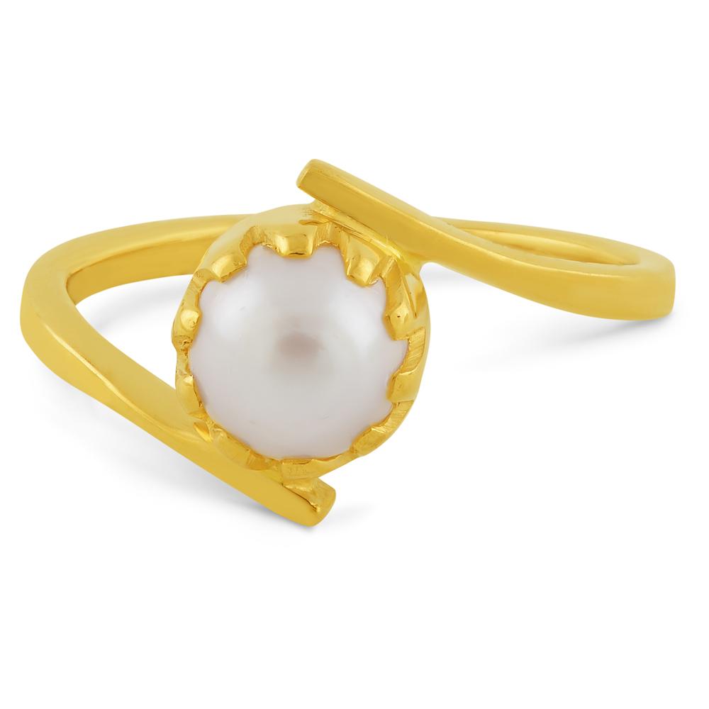 MOHIT  AABI JEWELS 22CT  BIS HALLMARK GOLD PEARL RING FOR  WOMAN