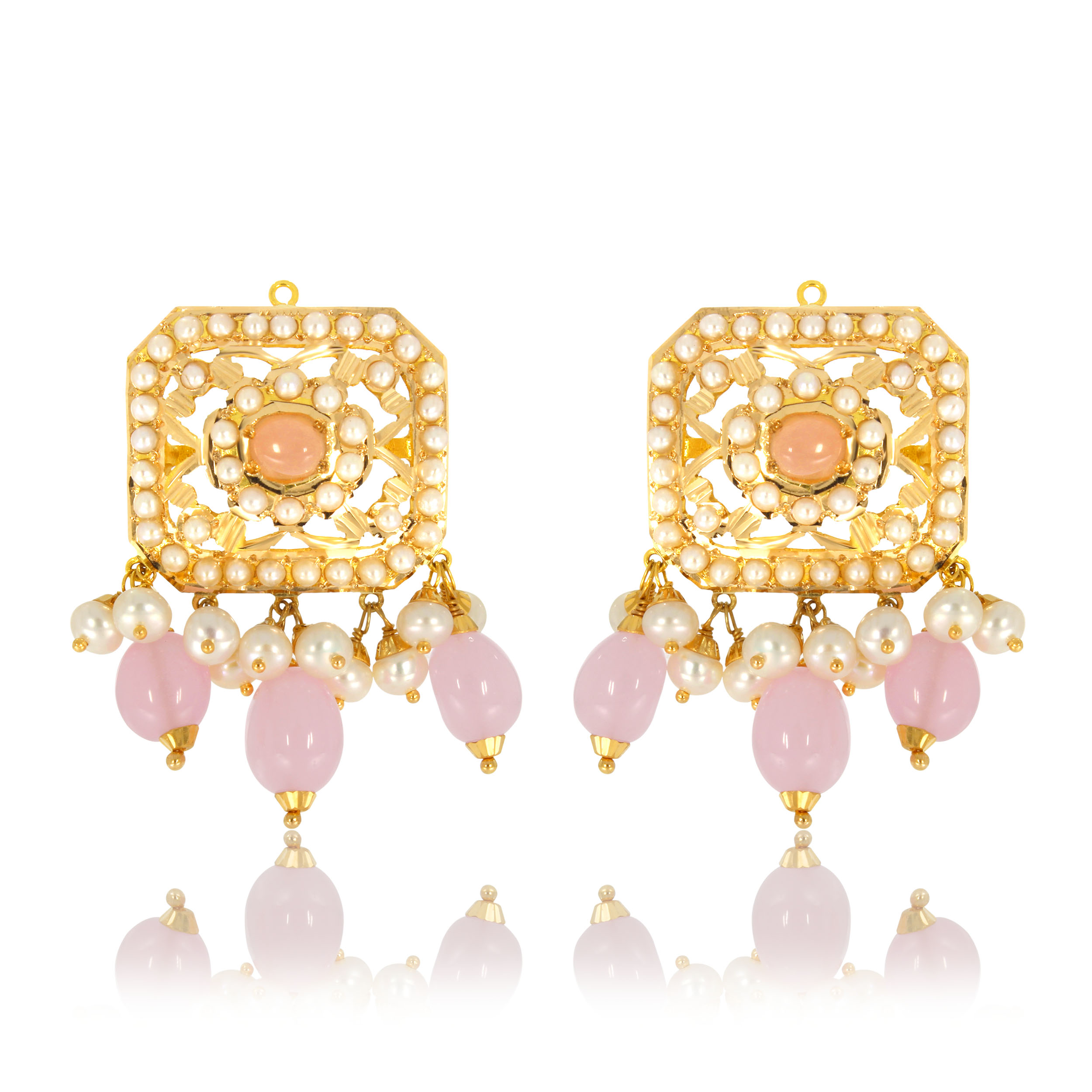 SOL AABI JEWELS 22CT  BIS HALLMARK GOLD GEMSTONE EARRINGS FOR  W